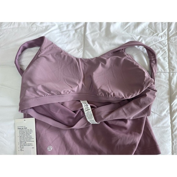 New Lululemon Glow Up Tank Top Size 14 Lavender Lux Built In Bra NWT - Picture 9 of 10